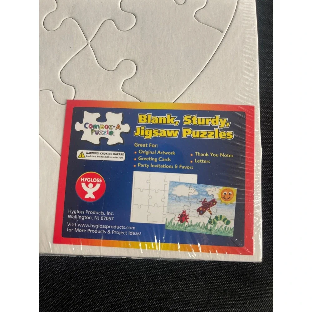 Hygloss Compoz-A-Puzzle Blank White Heart Jigsaw Puzzles 8 Pack with Envelopes